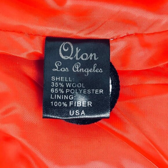 Qton Los Angeles Red Wool Blend Velvet Trim Blazer Size Small - Picture 8 of 12